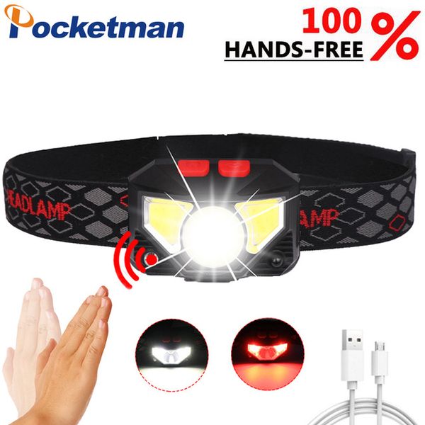 

8200 lumen led headlamp motion sensor ultra bright hard hat head lamp powerful headlight usb rechargeable waterproof