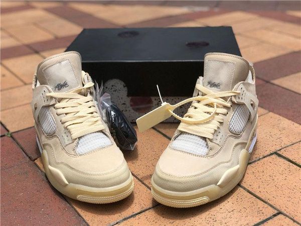 

high off authentic 4 sp wmns sail cream white basketball shoes retro muslin-white-black man women sneakers with box cv9388-100