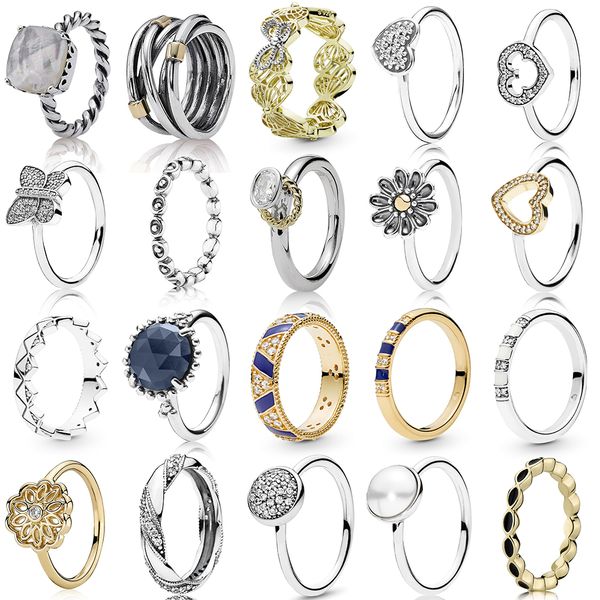 

new 2019 100% 925 sterling silver pandora shine stones and stripes rope bands ribbon ring for europe women original fashion jewelry gift