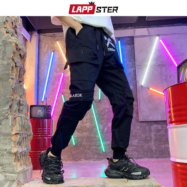 

мужчины streetwear joggers cargo pants 2019 black hip hop трек брюки мужские карманы вышивки багги sweatpants plus size