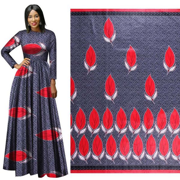 новые Африканский батик ткань этнического стиля красные листья ситец ткани хорошее качество костюм платье одежды ткани оптовой