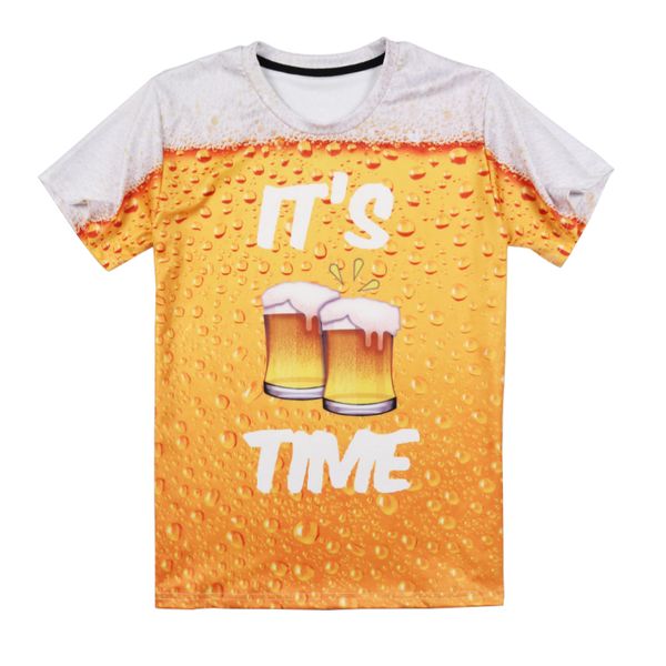 

alisister beer print t shirt it 's time letter women men funny novelty t -shirt short sleeve outfit clothing s-2xl, White;black