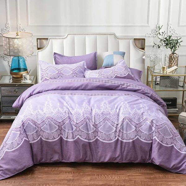

3d simple solid color bedding sets king  full twin size pure purple duvet cover pillowcase(s) set
