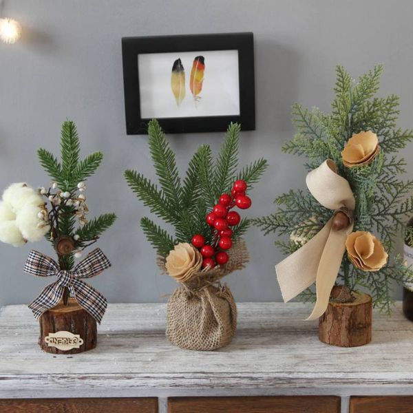

mini christmas trees xmas home deskdecoration mini christmas ornament with wooden base artificial tree plant deco