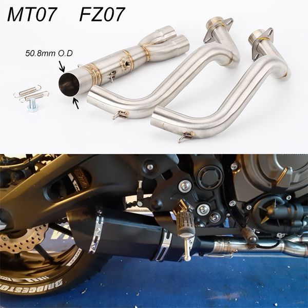 

mt07 exhaust front pipe motorcycle exhaust muffler modified front pipe slip-on muffler for mt-07 2014-2019 fz-07