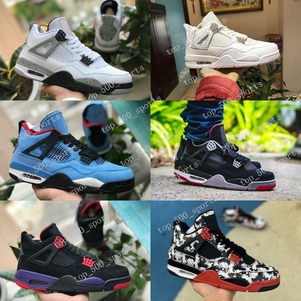 

new 4 tattoo jack travis scotts x mens basketball shoes 4s houston oiler white cement raptors sneakers with box
