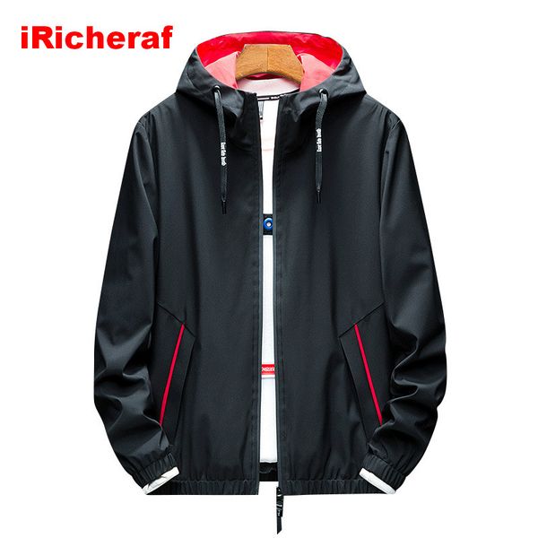

iricheraf men's bomber jacket thin long sleeve men jackets streetwear clothes hooded windbreaker zipper coat brand clothing 5xl, Black;brown
