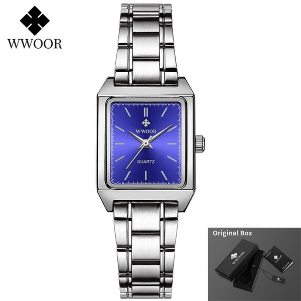 

wwoor women bracelet watches dress ladies small square wrist watch elegant quartz watch female relogio feminino, Slivery;brown