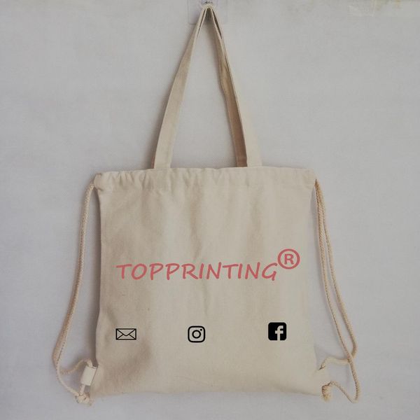 

500pcs/lot custom cotton bags in shopping your logo printed dual-use canvas bag with drawstring for travel school children store