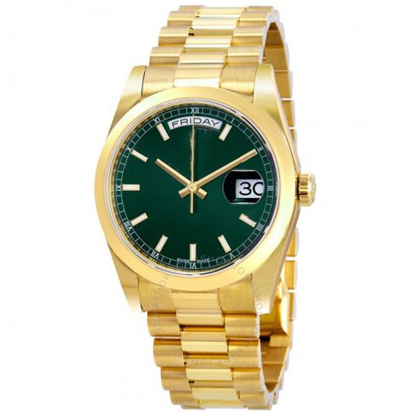 

9 colors 41mm Green Dial Automatic glide smooth 18K Yellow Gold Automatic Watch Scratch resistant sapphire crystal wholesale wristwatches