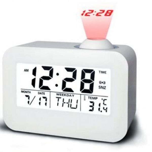 

backlight wake up weather date temperature abs alarm clock digital display multifunctional projection students snooze function