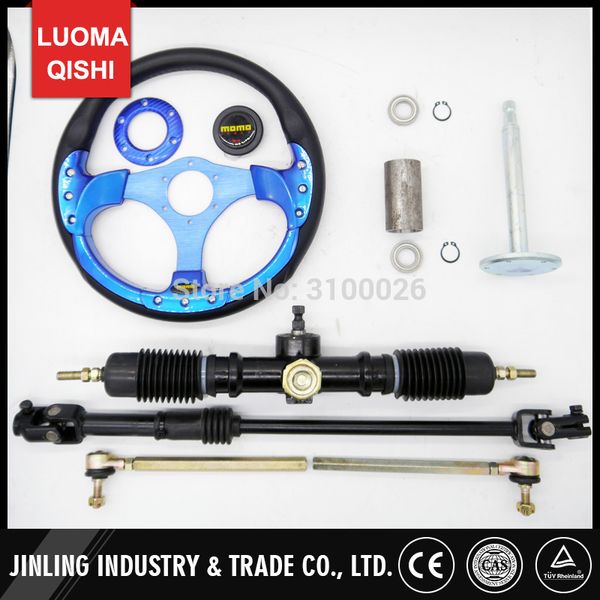 

320mm steering wheel 520mm gear pinion 610mm adjust u joints tie rod fit for diy china go golf kart buggy karting utv bike parts