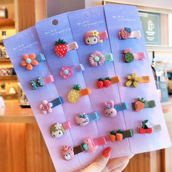 

1set girls children hair clip cute cartoon sweet barrettes kid headwear fashion hair accessories, Slivery;white