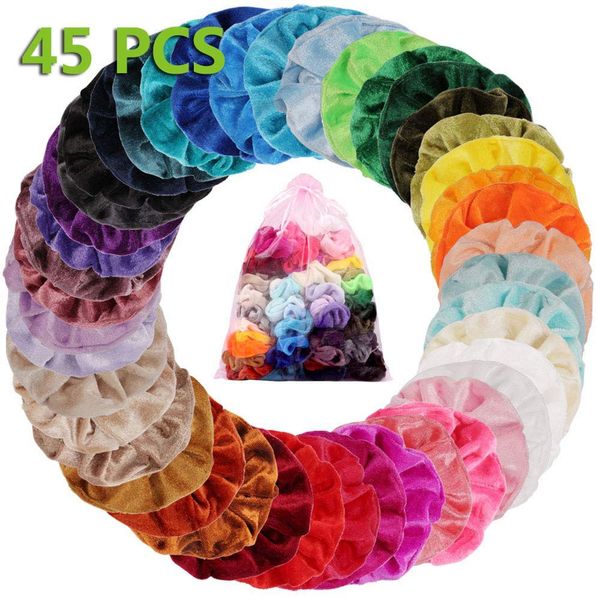 

vintage hair scrunchies velvet scrunchie pack women elastic hair bands 20/24/45/46/50 pcs/set headwear rubber ties ##1