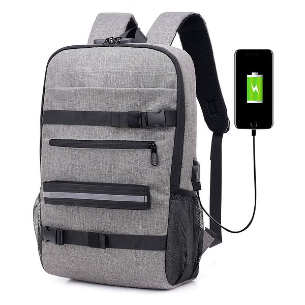 

2019 новый тренд anti-theft password lock usb холст сумка мужчины и женщины досуг путешествия компьютер скейтборд рюкзак t200326