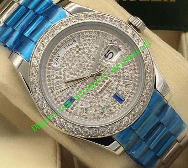 

multi-style link luxury watches silver 18k yellow gold diamond dial 41mm diamond bezel automatic fashion men's watch wristwatch, Slivery;brown