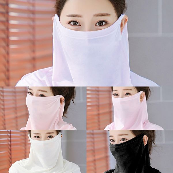 

bkqhu silk protection outdoor cycling scarf uv scarf face mask windproof climbing hiking ski headwear, Black