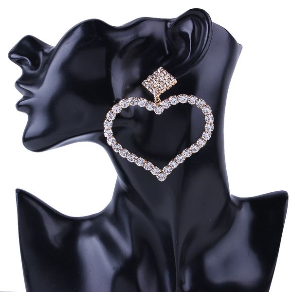 

wholesale- fashion luxury designer glittering full rhinestone diamond lovely cute sweet heart pendant stud earrings for women, Golden;silver