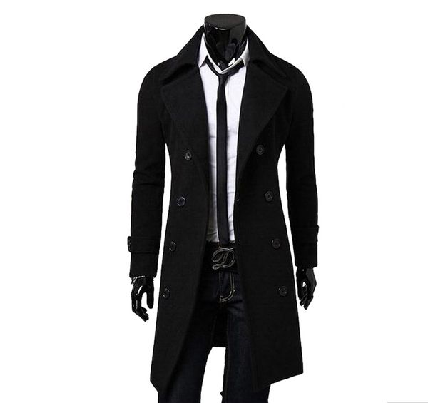 

2018 trench coat men jacket mens overcoat casual slim fit windbreak solid long coat men fashion winter coats plus size, Tan;black