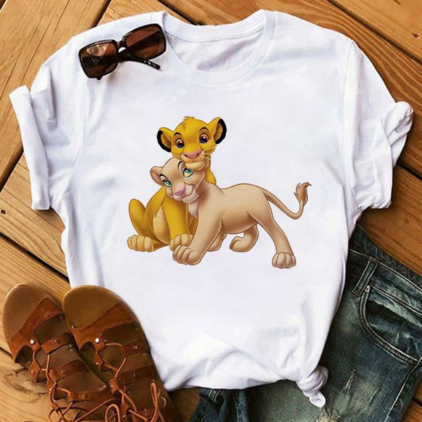 

lion king tshirts new women t-shirt cartoon printed t shirt fashion casual harajuku tshirt female graphic cute tee women, White