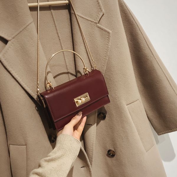 

2020spring and summer new metal portable chain square sling bag korean fashion all-match messenger bag small handbags tote