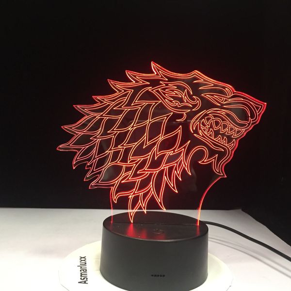 

stark family totem wolf 3d led lamp game of thrones super fans gift useful souvenir night light exhibition lava display
