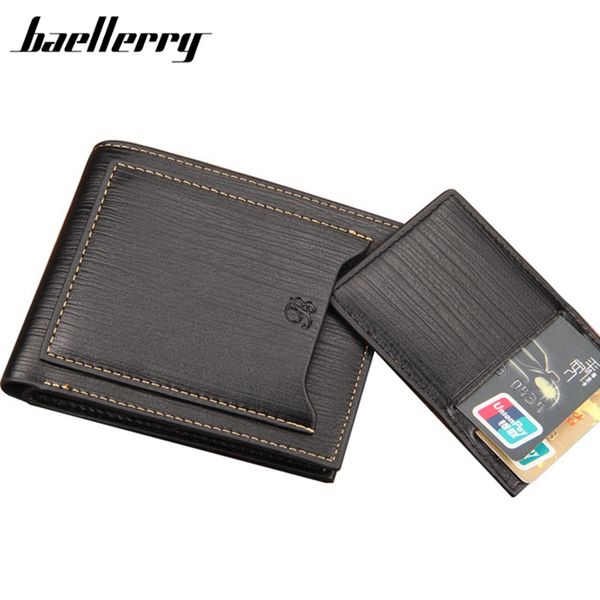 

baellerry new fashion wallet leather pu double pidengbao men short holder solid slim wallet tray high letter, Red;black