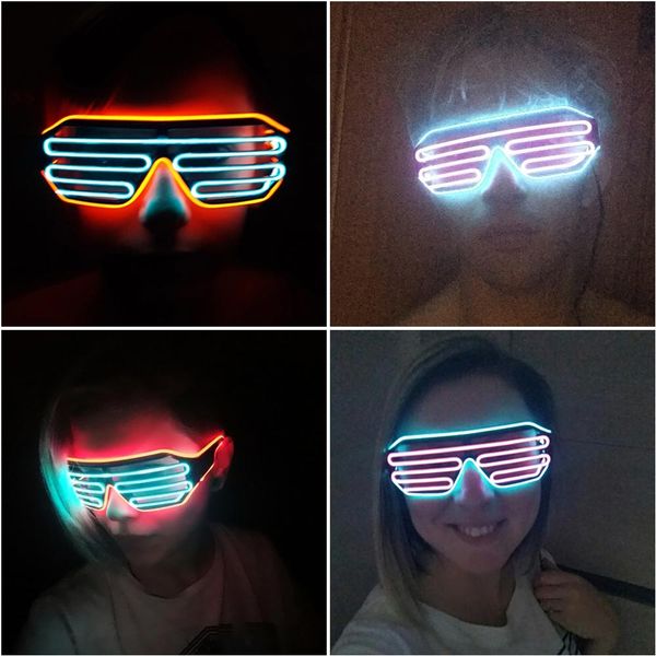 

brelong двухцветный el вспышка очки огни вечеринки dj световой флуоресцентный дисплей бар подарки хэллоуин декоративные очки