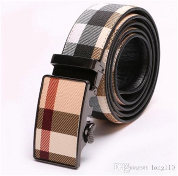 

2018 fashion choihoo men's leather belt genuine cowhide belt automatic buckle fashion business casual plaid belt, Black;brown