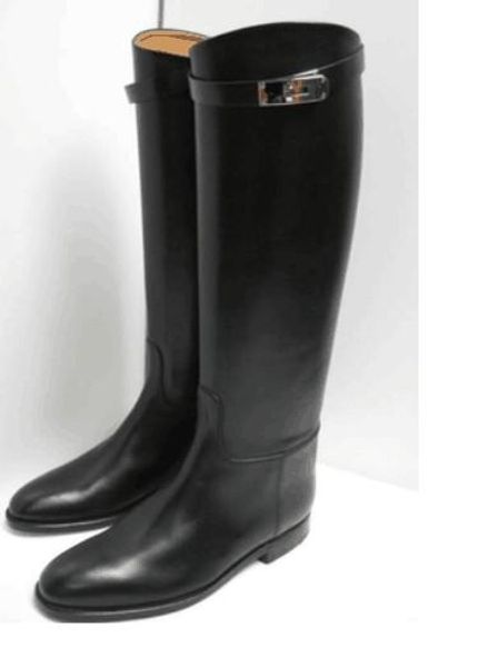 

u503 40/41/42 genuine leather buckle knee high boots h black grey luxury classic flat ridding celeb d12
