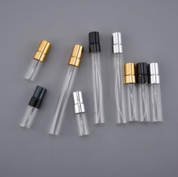 

1000pcs travel portable empty glass bottle refillable 3ml 5ml 10ml perfume bottle with aluminum atomizer