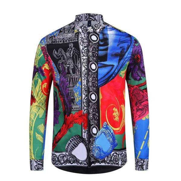 

Brand New Autumn Men Casual Shirts Fashion designer shirt Long Sleeve Button-Up Men medusa Slim Fit Shirts