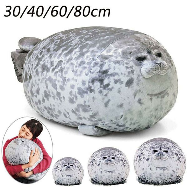 

chubby blob seal plush toy animal cute ocean pillow pet stuffed doll kids gift, Blue