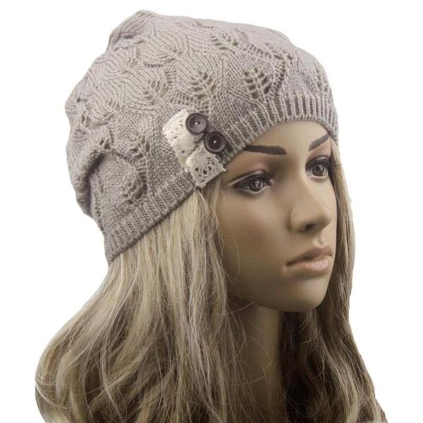 

womens berets knitting women wool hats botton knitted berets keep warm winter caps vintage #810, Blue;gray