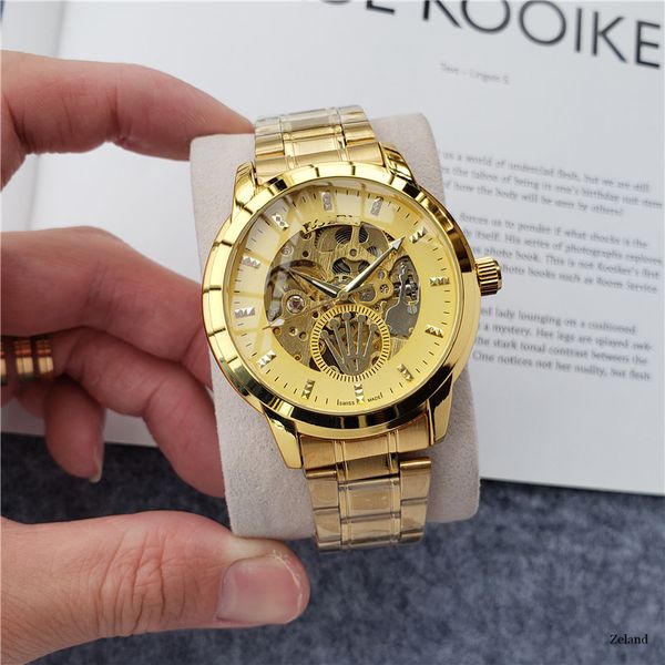 

all dials can be used normally satches men's watches luxury watches with stainless steel strap brand fully automatic mechanical, Slivery;brown