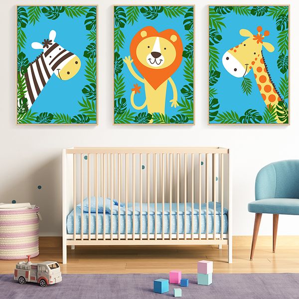 

elegant poetry kawaii jungle animal cartoon modern canvas painting art print poster picture paintings children bedroom wall deco