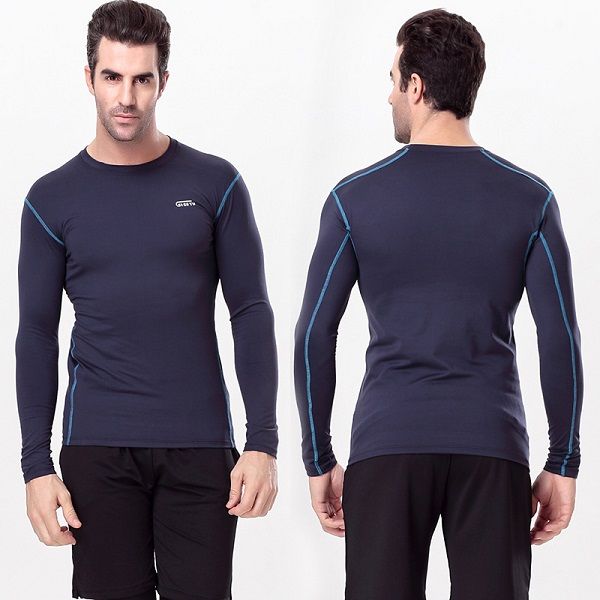 

идущие рубашки сухой fit mens тренажерный зал одежда совок шеи длинные рукава qru diyo белье бодибилдинг suiit полиэфирной одежды, Black;blue