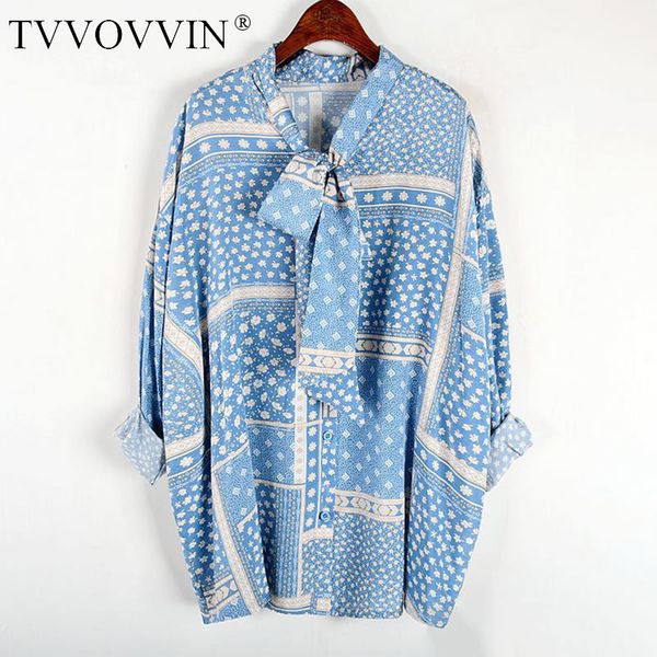 

loose vintage bow shirt fashion women 2020 spring full sleeve print pattern single breast casual minority style blouse xj4356, White