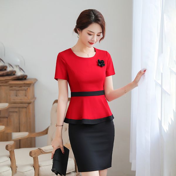 

k will dress suits female fashion temperament short-sleeved summer suit, White;black