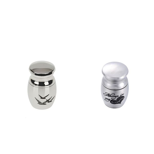 

2pieces cremation keepsake funeral ash container, Silver