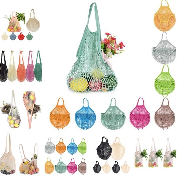 

new reusable string shopping fruit vegetables grocery bag shopper tote mesh net woven cotton shoulder bag hand totes home storage bag 5173