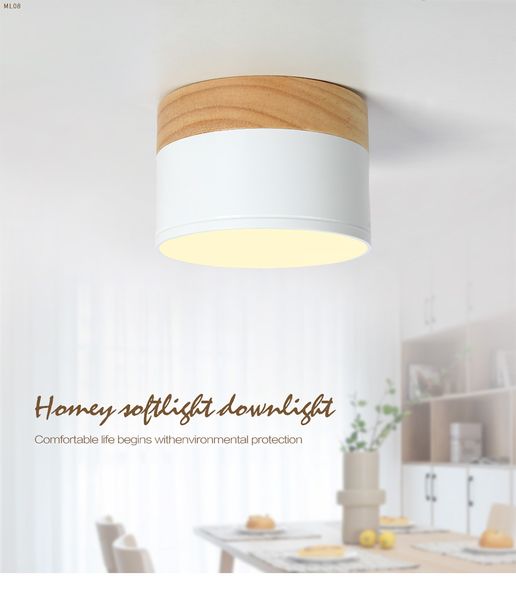 Faretto a LED da soffitto per plafoniere Apparecchi di illuminazione led 5W Faretto da incasso in legno moderno in legno living light