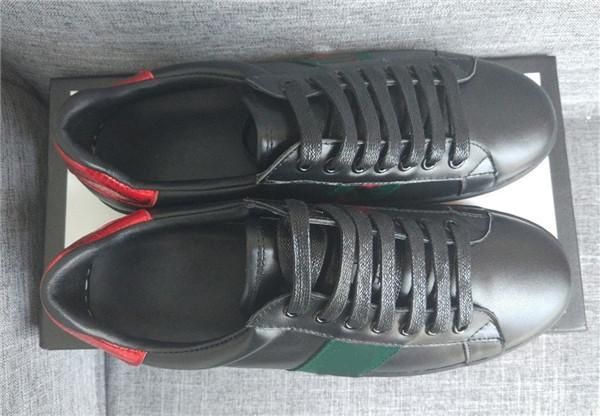 

luxury designer mens women sneaker casual shoes low leather sneakers ace tiger snake stripes shoe walking trainers d09, Black