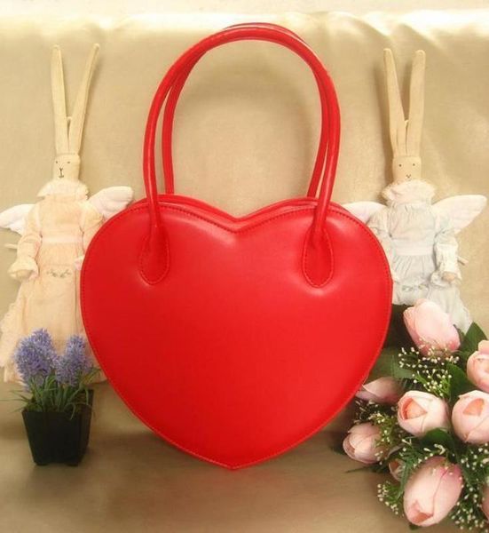 

girls womens lolita sweet heart shaped handbag makeup should messenger satchel purse bags black pink red cosplay 5colors a88