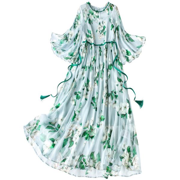 

brand new women's summer medium-length casual a-line dress 100% real silk one color according to a sales, Black;gray