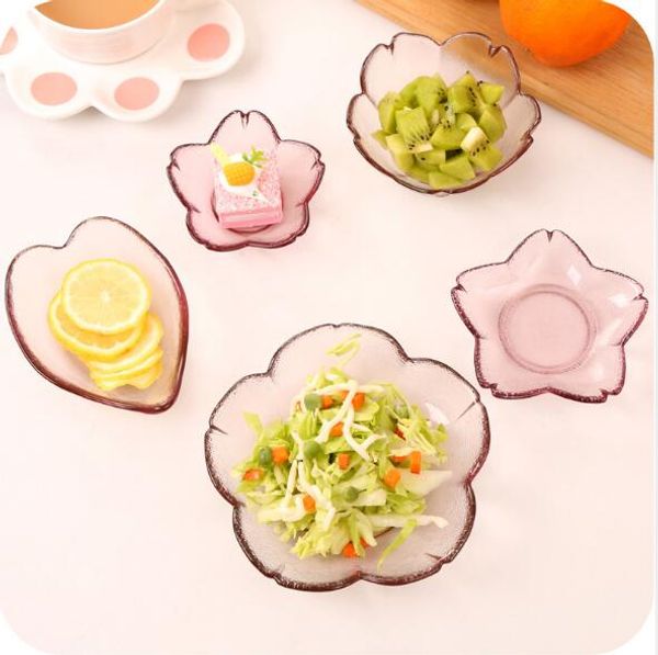 Летственные стеклянные пластины творческий японский цветок розовая специальная посуда набор салатных блюд блюд