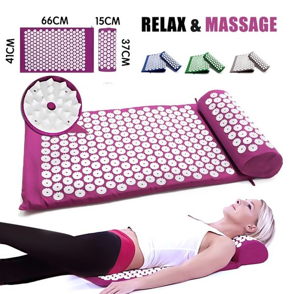 

massager cushion massage yoga mat acupressure relieve stress back body pain spike mat acupuncture massage yoga