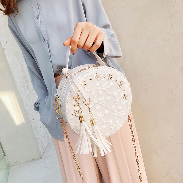 

2019 fashion shoulder women bag messenger bag for female simple design mini circular handbag leather lady crossbody