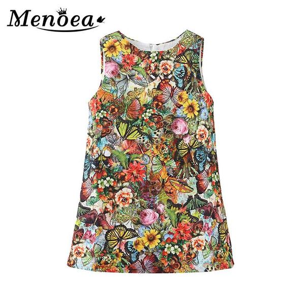 

menoea girl dress 2020 new european and american style children sleeveless pattern printed party dresses 3-8y kids girls dress, Red;yellow