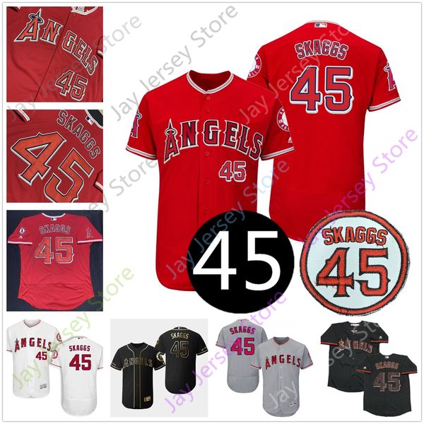 

Tyler Skaggs Jersey 45 Black Patch Los Angeles Baseball Angels Men Women Youth Kid Size S-3XL All Stitched White Red Grey Black